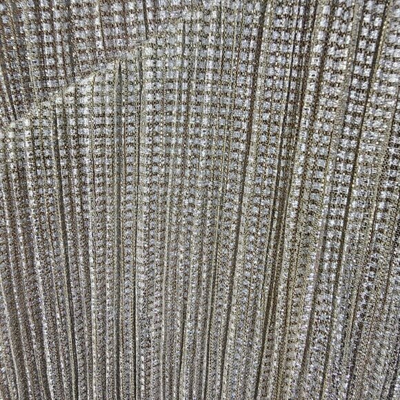 Saylor Saydee Mini Dress Beige Platinum Metallic Mock Neck Long Sleeve Sz Large - Picture 12 of 16